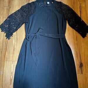 H&M black lace sleeve‎ tie dress SIZE M